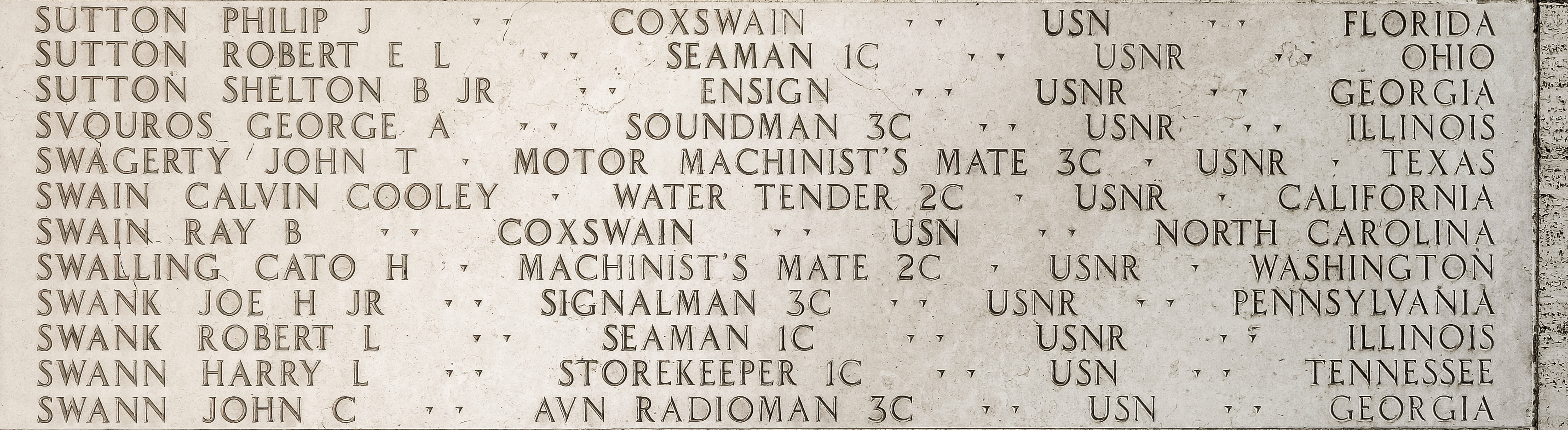 Calvin Cooley Swain, Water Tender Second Class